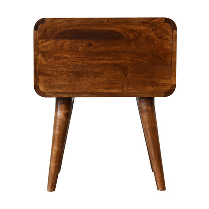 Curved Chestnut Bedside Table