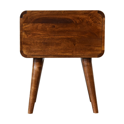 Curved Chestnut Bedside Table