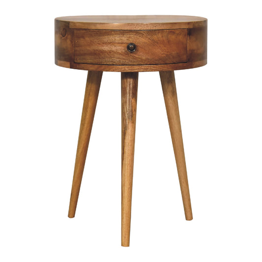 Mini Oak-ish Circular Shape Bedside Table