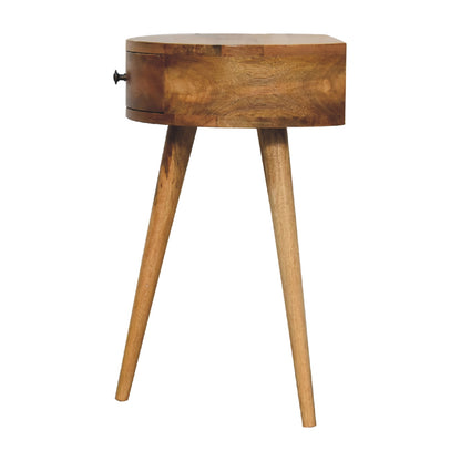 Mini Oak-ish Circular Shape Bedside Table