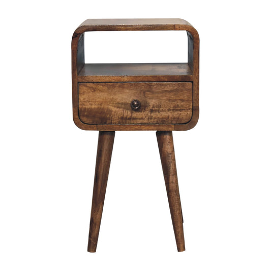 Mini Grey Wash Curve Open Bedside Table