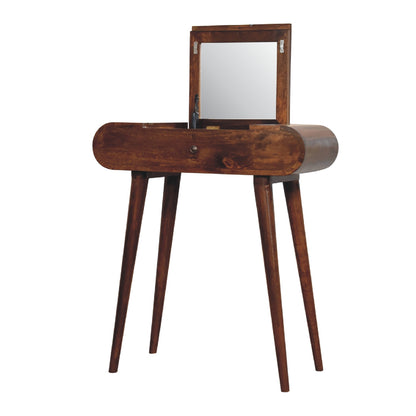 Mini Round Chestnut Fold Dressing Table