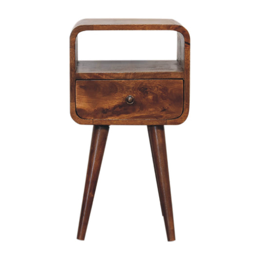 Mini Chestnut Curve Open Bedside Table