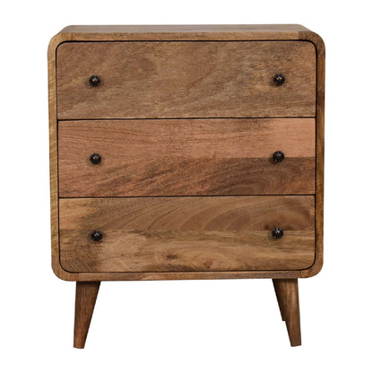 Mini Curved Oak-ish Chest Of Drawers