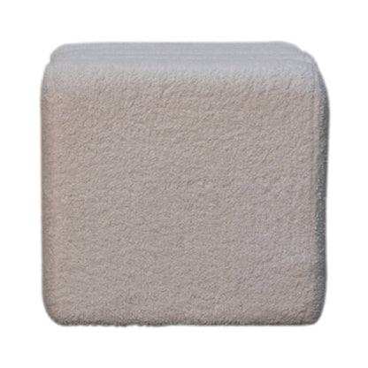 White Wavy Boucle Footstool