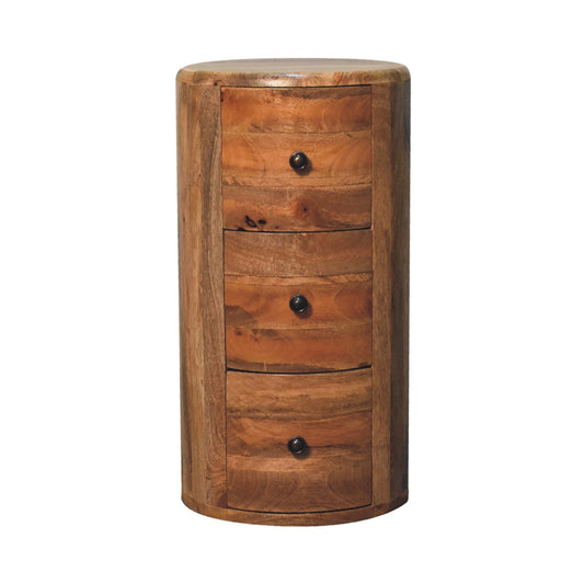 Oak-ish Drum Chest Of Drawers