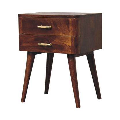 Chestnut T-Bar Nordic Bedside Table