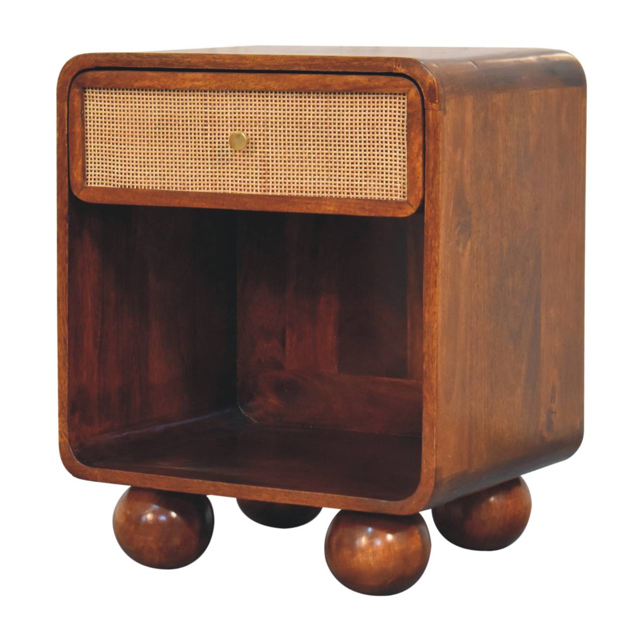 Chestnut Open Woven Bedside Table