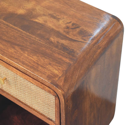 Chestnut Open Woven Bedside Table