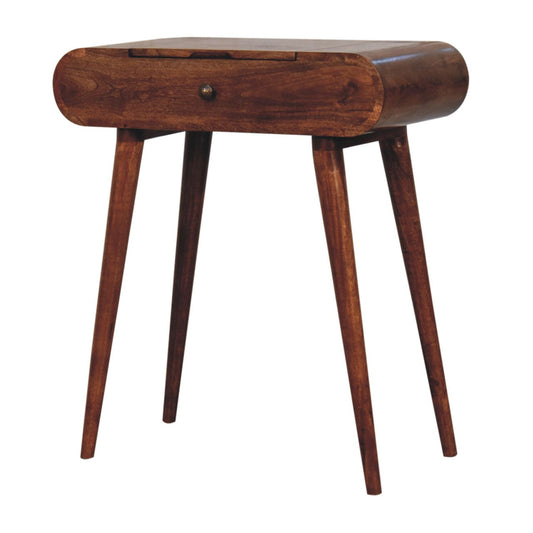 Mini Honey Caramel Dressing Table with Foldable Mirror