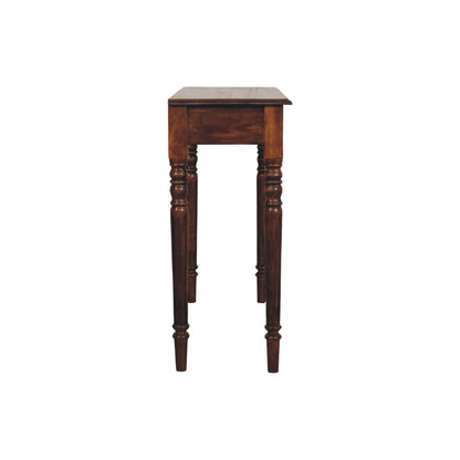 Turned Legs 3 Drawer Chestnut Console Table