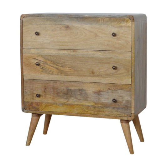 Curved Oak-ish Chest Of Drawers