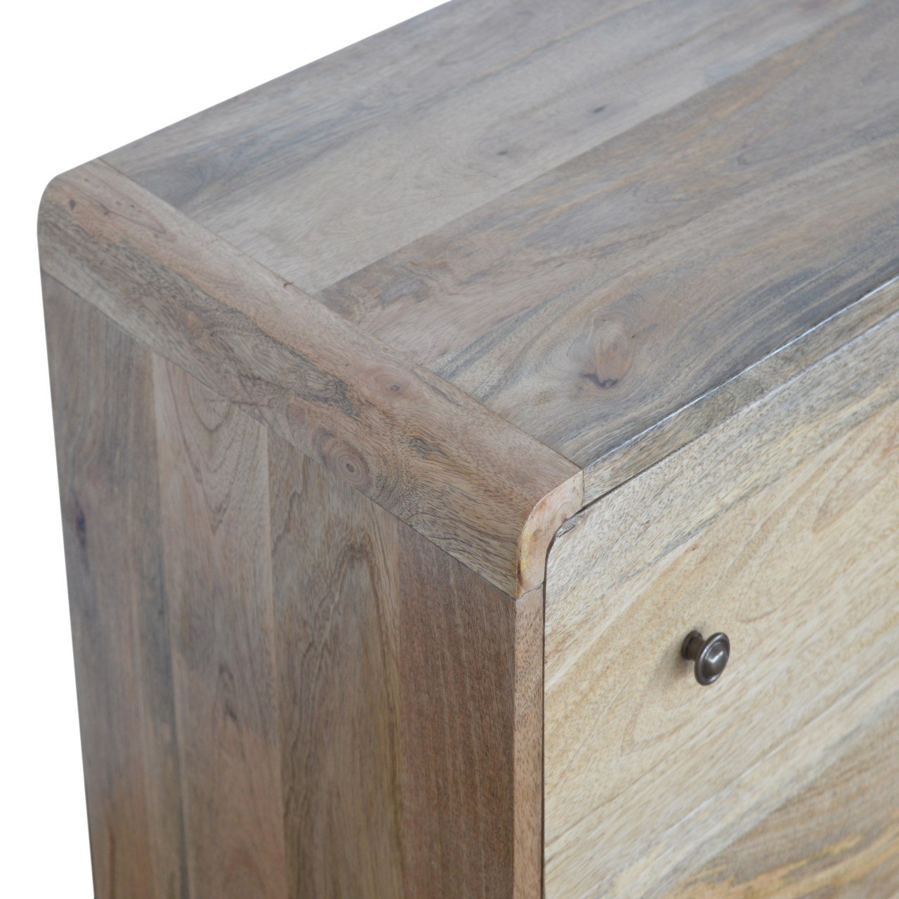 Curved Oak-ish Chest Of Drawers