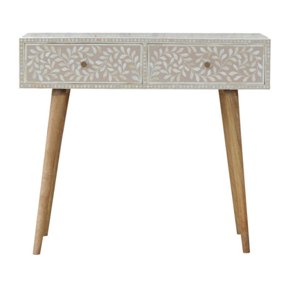 Taupe Floral Bone Console Table