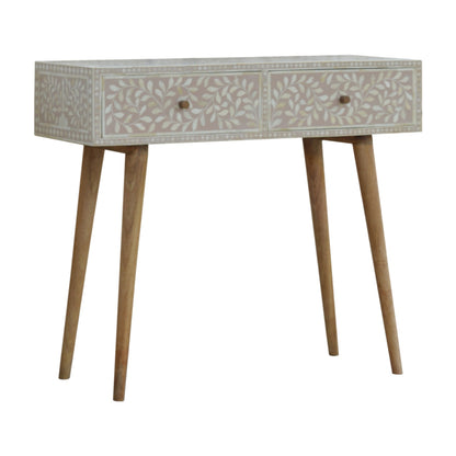 Taupe Floral Bone Console Table
