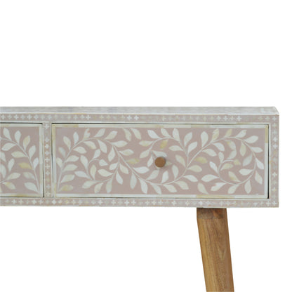Taupe Floral Bone Console Table