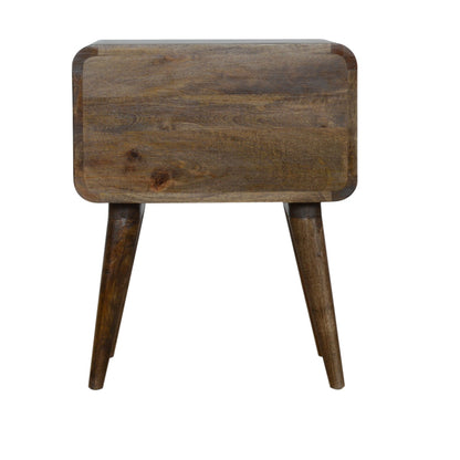 Curved Classic Grey Washed Bedside Table