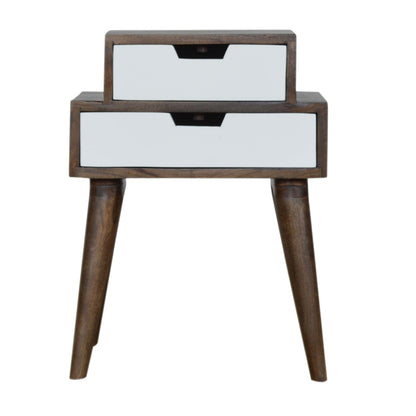 Walnut and White Painted Bedside Table
