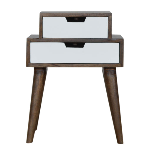 Walnut and White Painted Bedside Table