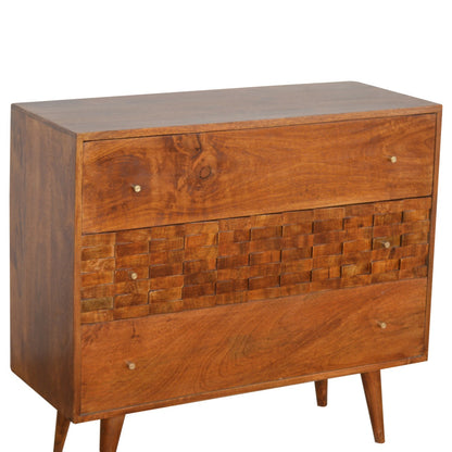 Tile Carved Chestnut Chest Of Drawers
