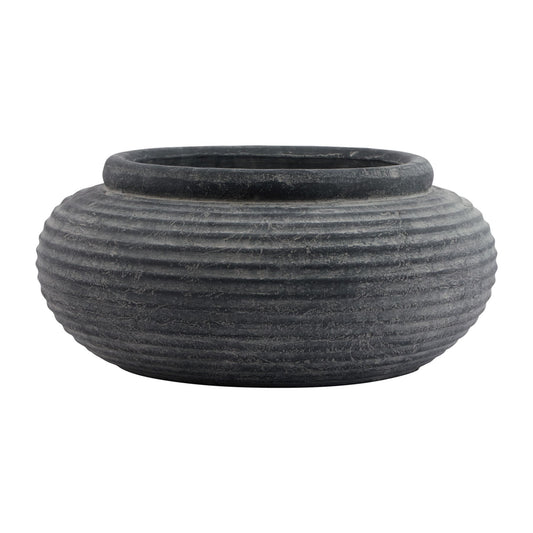 Amalfi Grey Round Ribbed Planter - Luxe Home Comforts