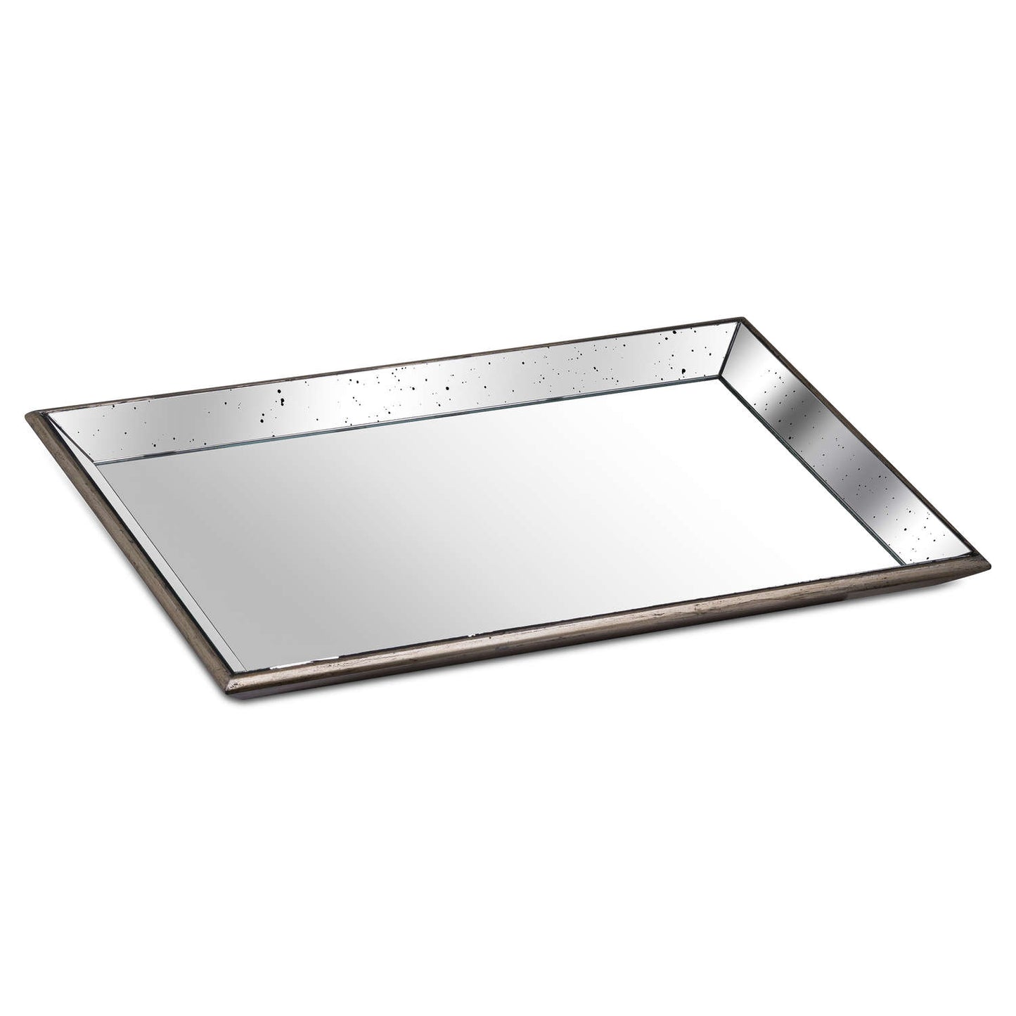 Astor Distressed Large Mirrored Tray With Wooden Detailing - Luxe Home Comforts