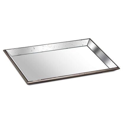 Astor Distressed Large Mirrored Tray With Wooden Detailing - Luxe Home Comforts