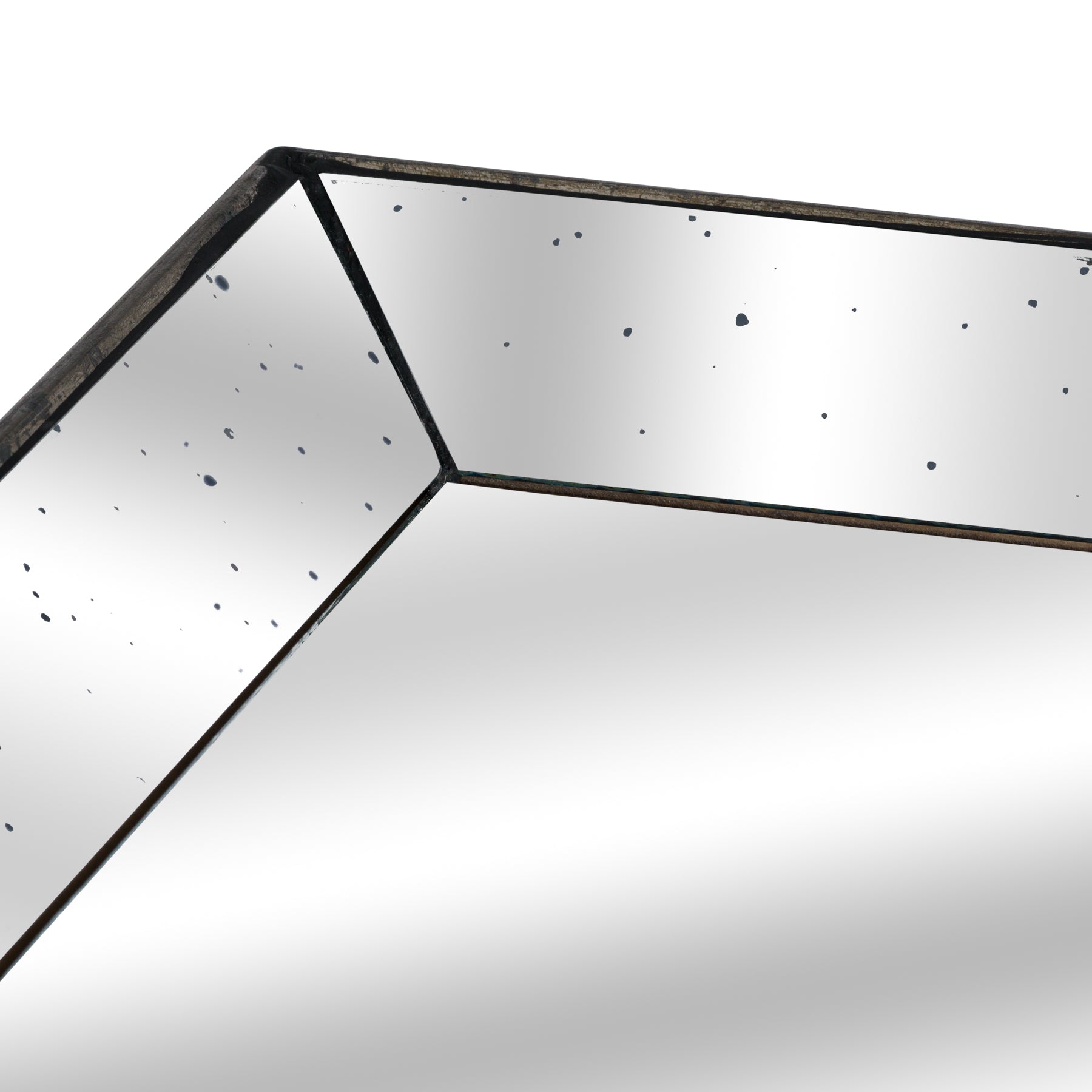 Astor Distressed Mirrored Square Tray W/Wooden Detailing Lge - Luxe Home Comforts