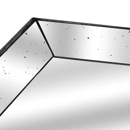 Astor Distressed Mirrored Square Tray W/Wooden Detailing Lge - Luxe Home Comforts