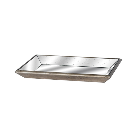 Astor Distressed Mirrored Tray With Wooden Detailing - Luxe Home Comforts