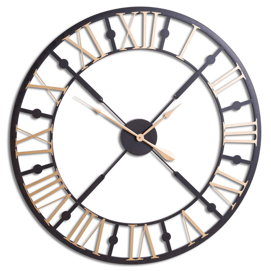 Black And Gold Skeleton Clock - Luxe Home Comforts