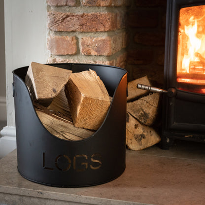 Black Finish Logs And Kindling Buckets & Matchstick Holder - Luxe Home Comforts