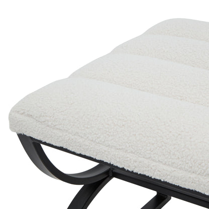 Boucle Ribbed Footstool - Luxe Home Comforts