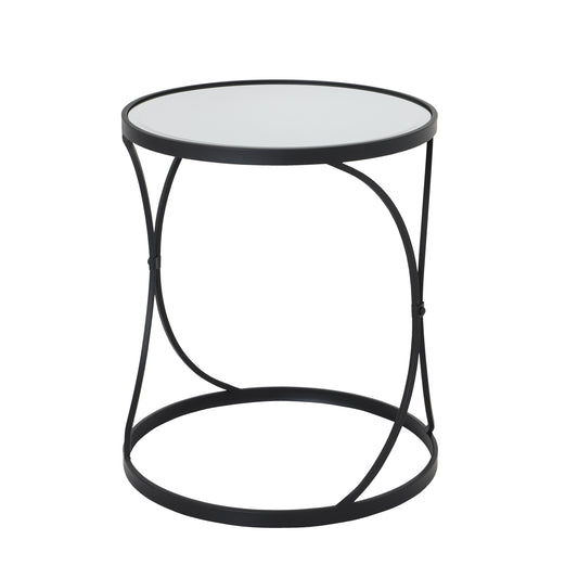 Concaved Set Of Two Black Mirrored Side Tables - Luxe Home Comforts