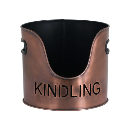 Copper Finish Logs And Kindling Buckets & Matchstick Holder - Luxe Home Comforts
