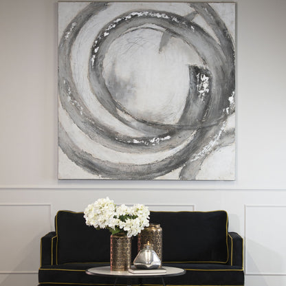 Galaxy Silver And Grey Hand Painted Canvas - Luxe Home Comforts