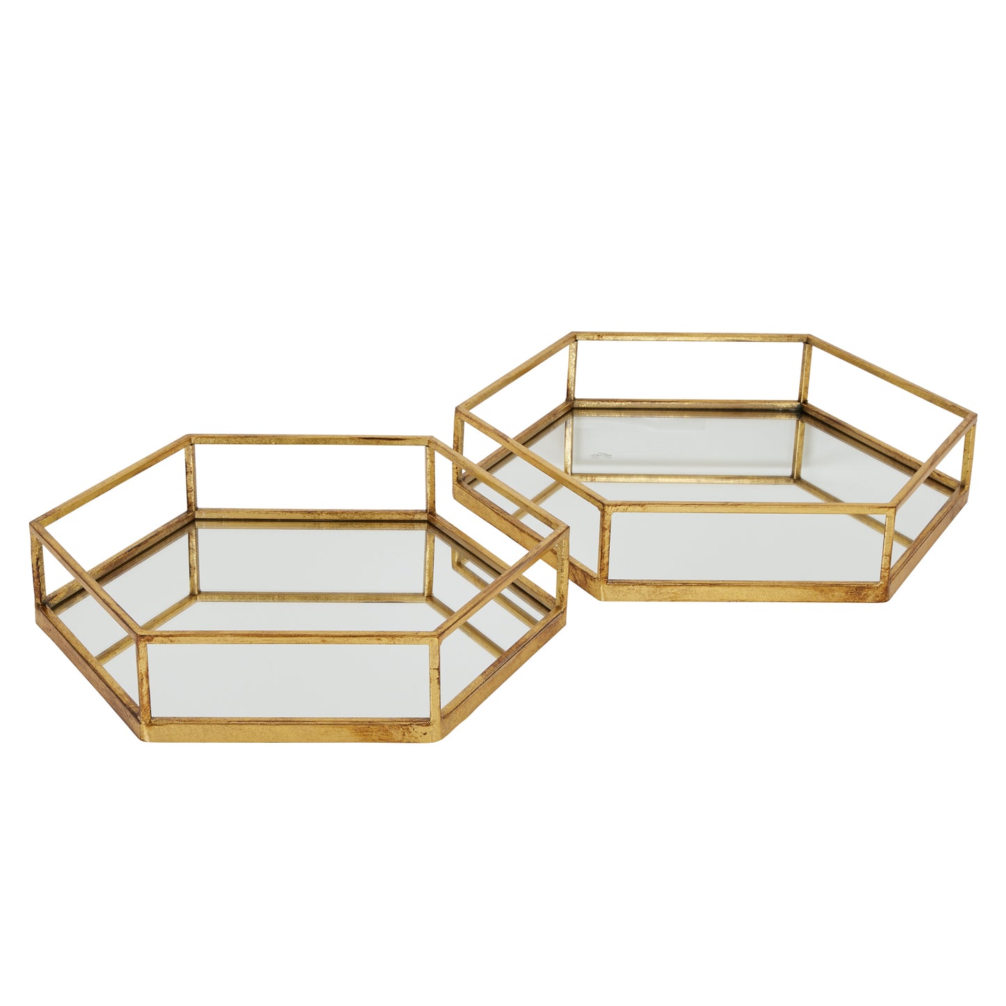 Gold Hexagon Set Of Two Trays - Luxe Home Comforts