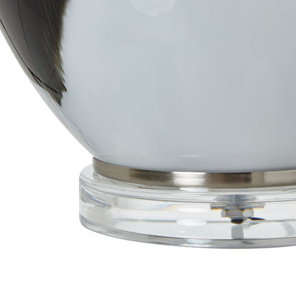 Grey Glass Table Lamp With Linen Shade - Luxe Home Comforts