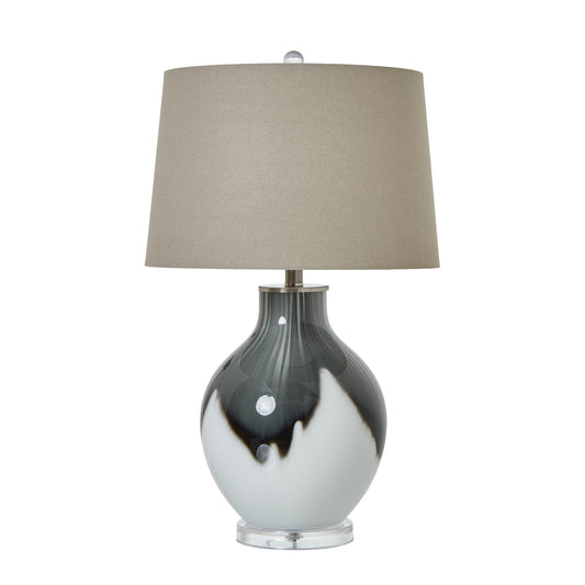 Grey Shadows Table Lamp With Linen Shade - Luxe Home Comforts