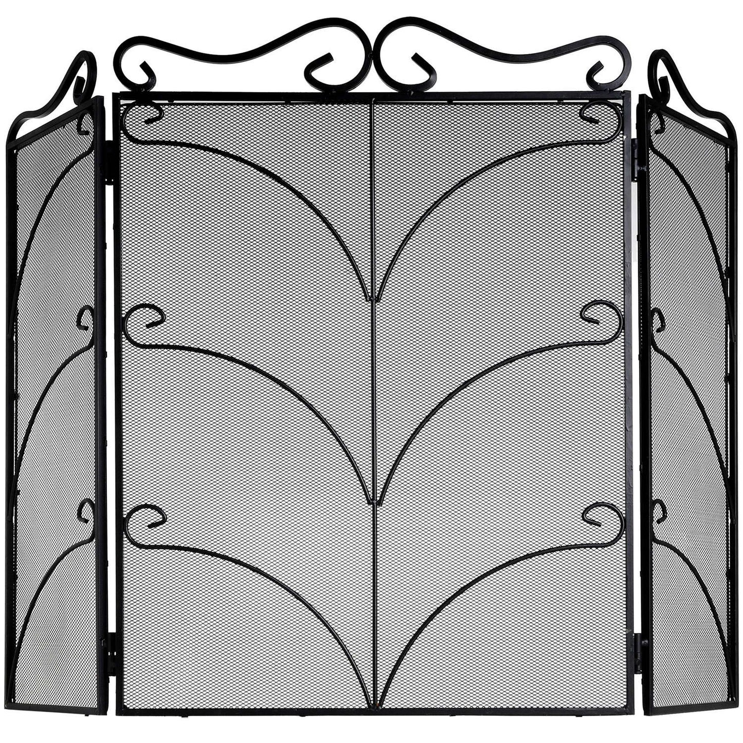 Heavy Large Black Ornate Fire Screen - Luxe Home Comforts