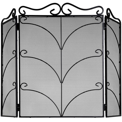 Heavy Large Black Ornate Fire Screen - Luxe Home Comforts