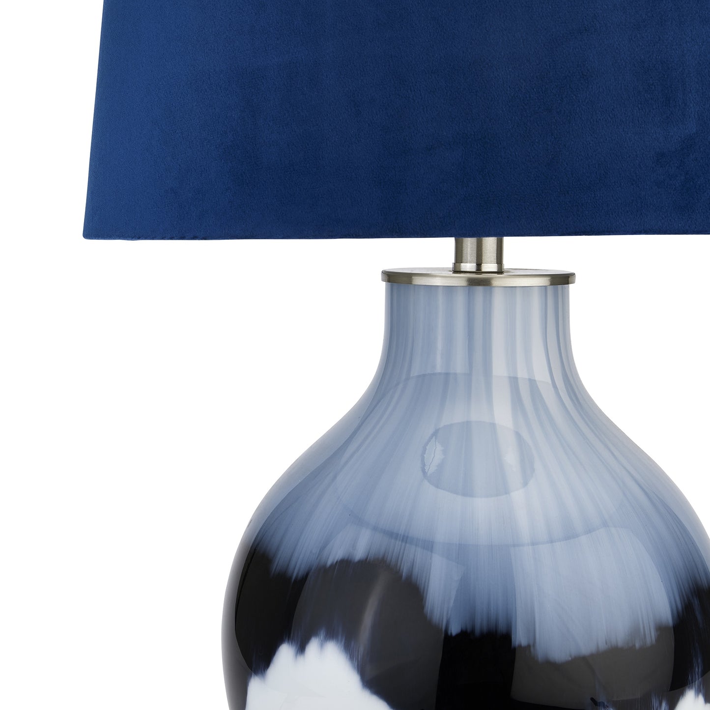 Ice Shadows Table Lamp With Navy Blue Lampshade - Luxe Home Comforts