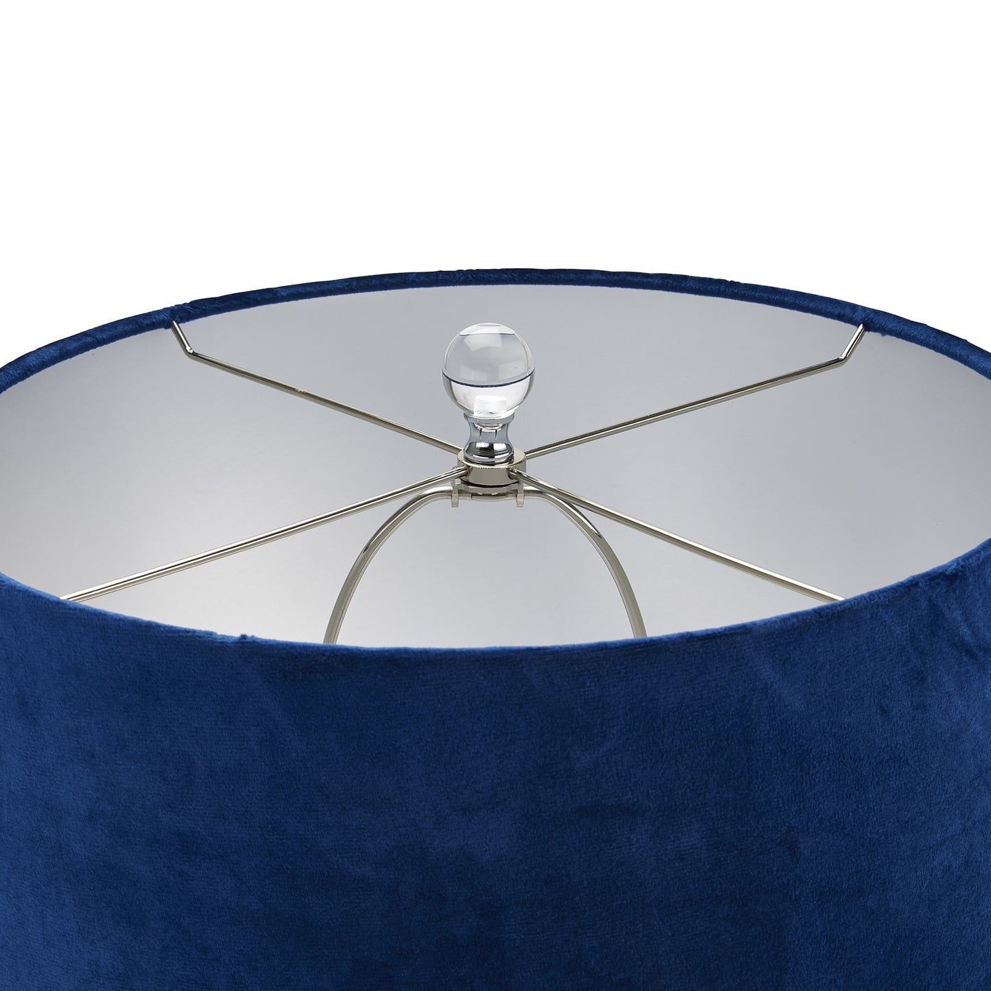 Ice Shadows Table Lamp With Navy Blue Lampshade - Luxe Home Comforts