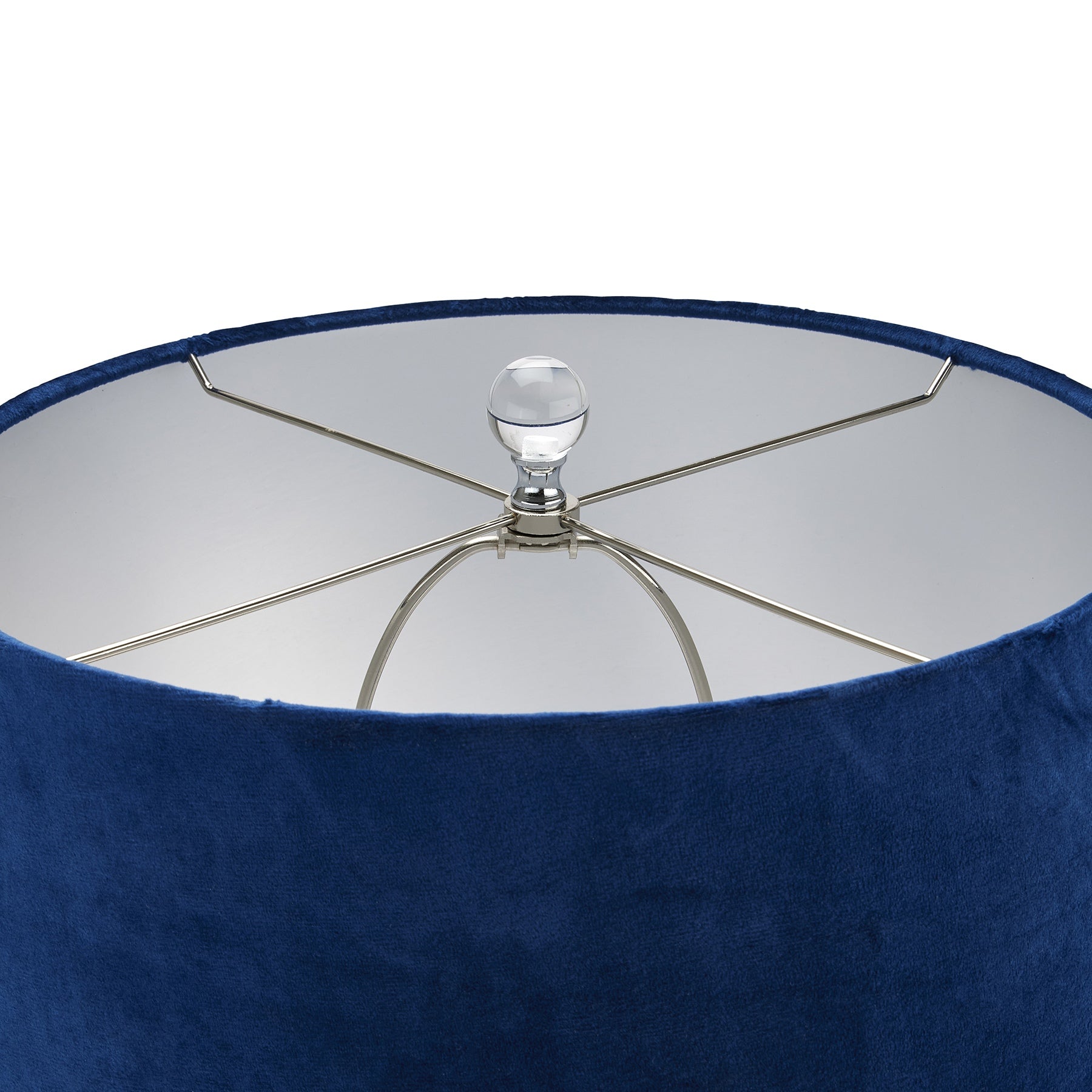 Ice Shadows Table Lamp With Navy Blue Lampshade - Luxe Home Comforts