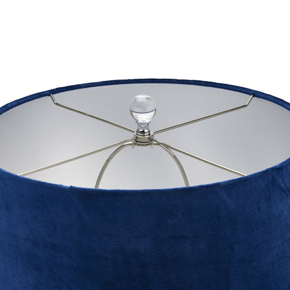 Ice Shadows Table Lamp With Navy Blue Lampshade - Luxe Home Comforts