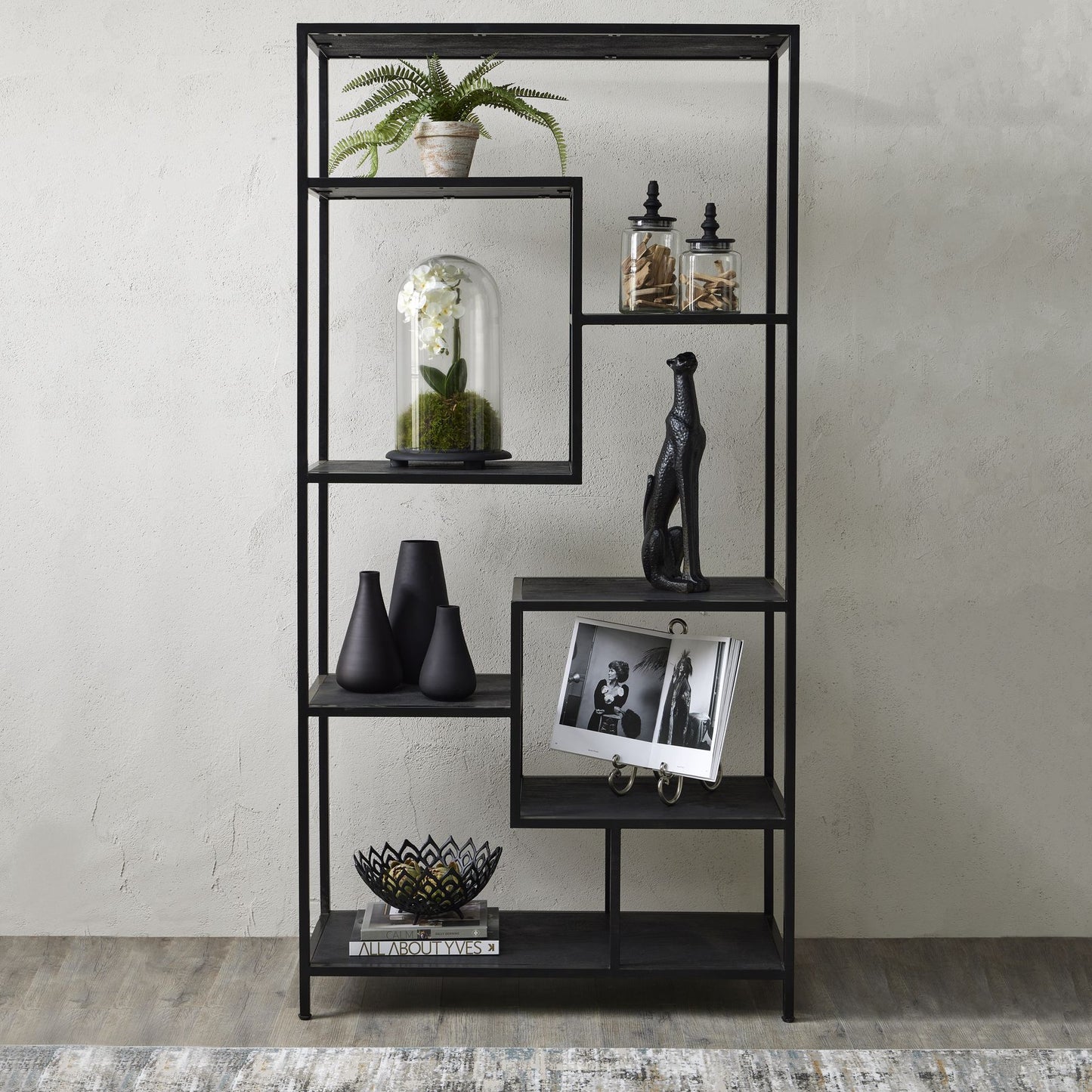 Large Black Multi Shelf Unit - Luxe Home Comforts