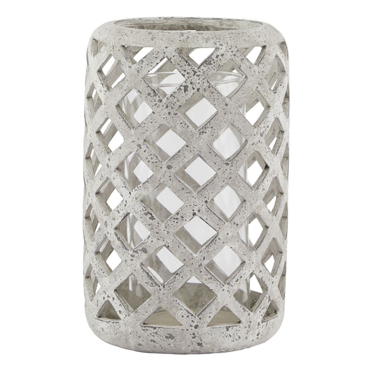 Large Grey Stone Effect Hurricane Lantern - Luxe Home Comforts