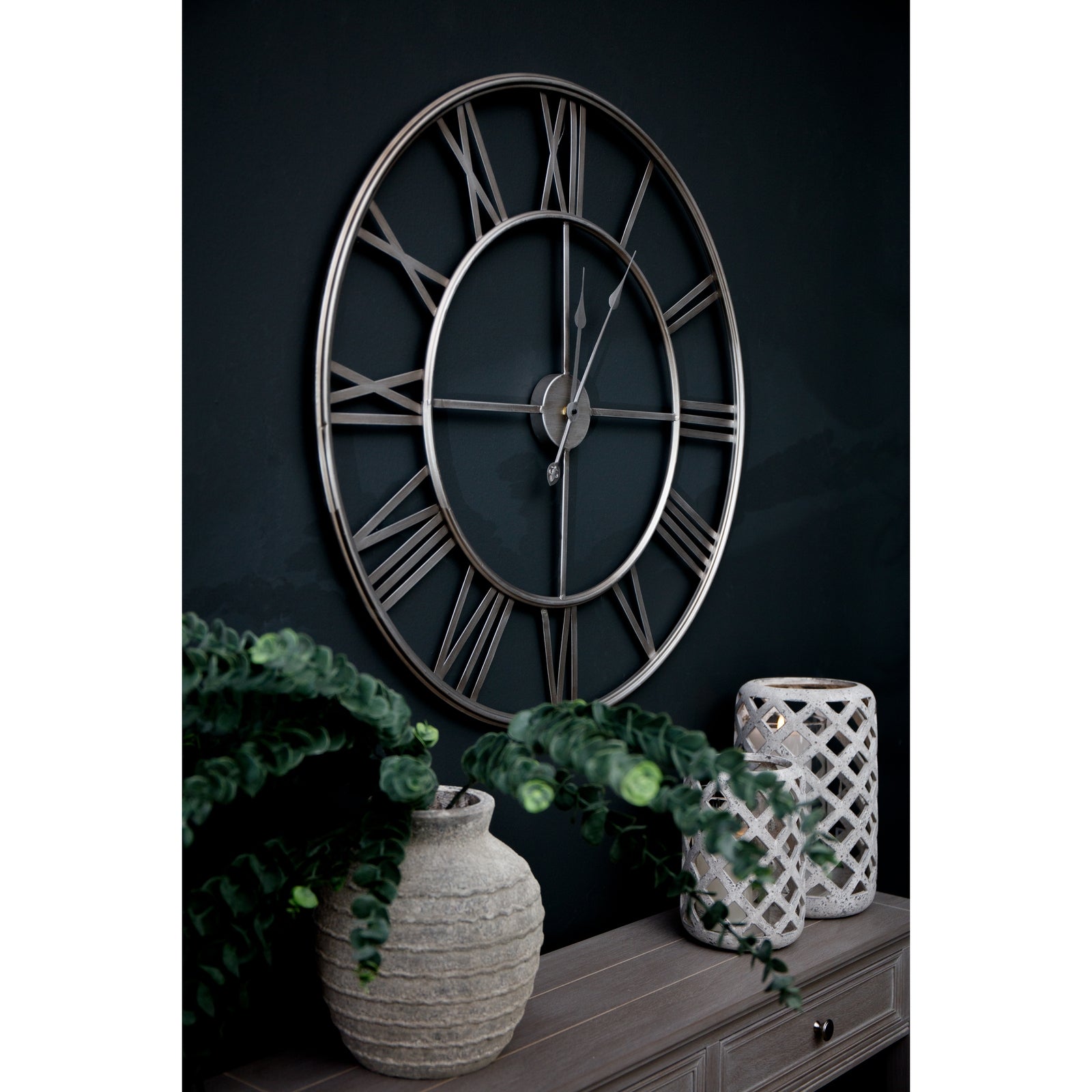 Large Silver Foil Skeleton Wall Clock - Luxe Home Comforts