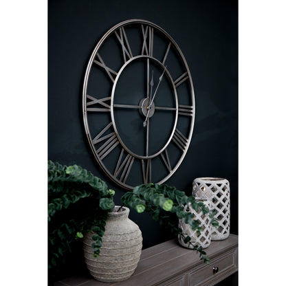Large Silver Foil Skeleton Wall Clock - Luxe Home Comforts