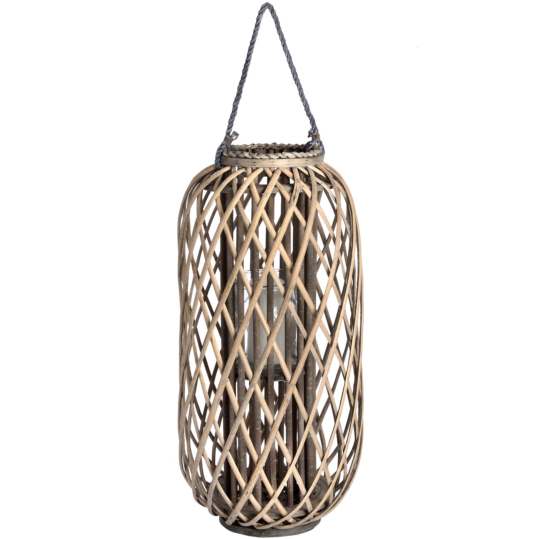 Large Standing Wicker Lantern - Luxe Home Comforts